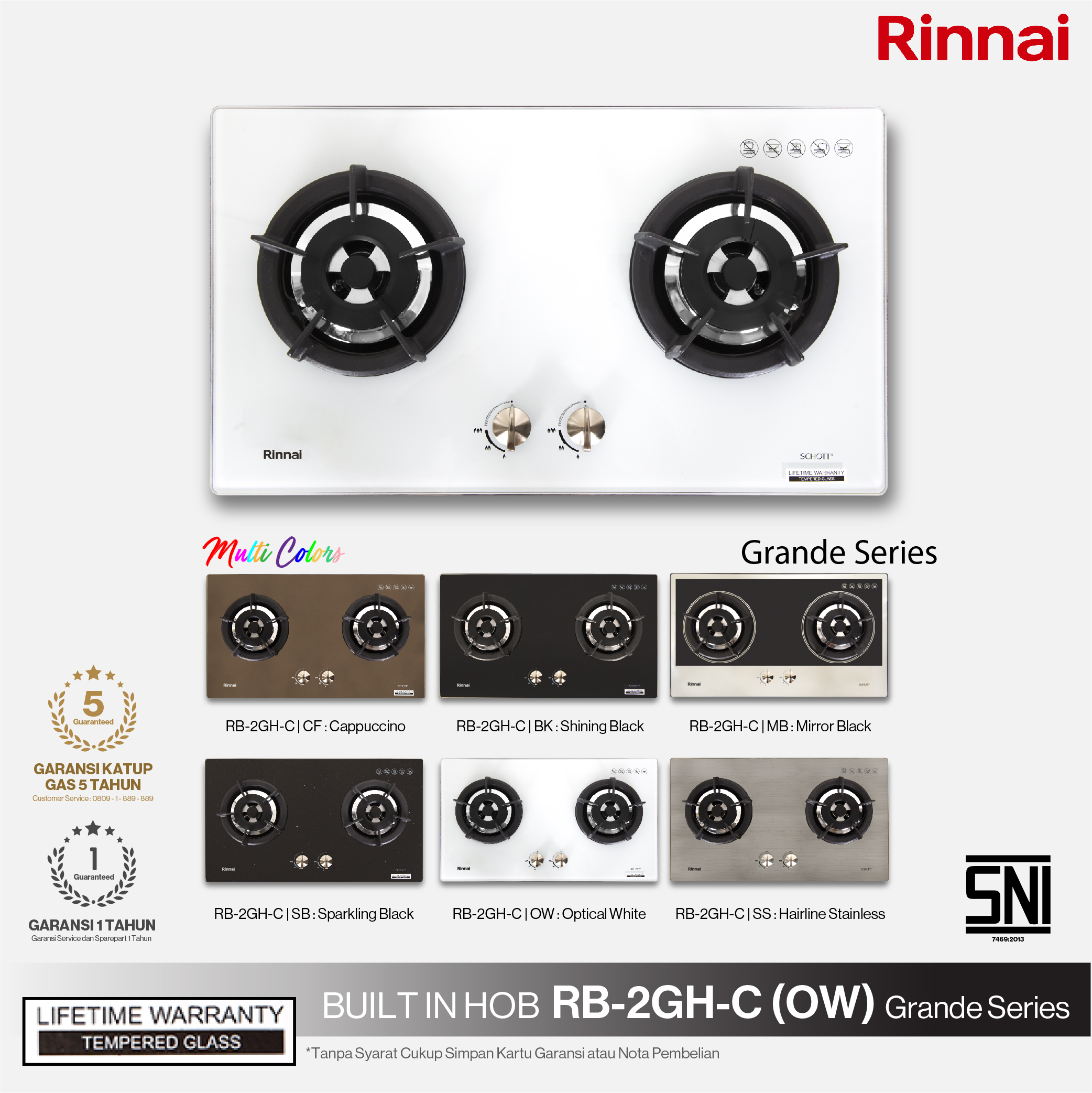 Rinnai Kompor Tanam 2 Tungku Grande - RB2GH OW